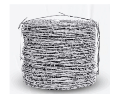 Rollo de alambre de púas galvanizado.